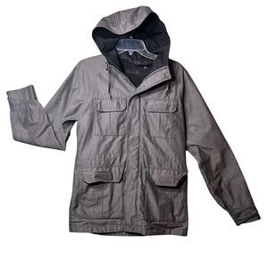 Uniqlo Jacket Women's Small Gray Hooded Utility Parka Zip Pockets Outdoor Coat